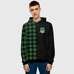 Толстовка-худи мужская ФК Краснодар ромбики, цвет: 3D-черный — фото 2