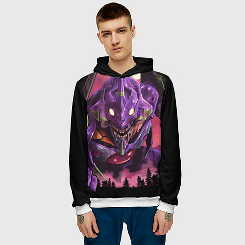 Мужская толстовка Neon Genesis Evangelion - Eva / 3D-Белый – фото 3