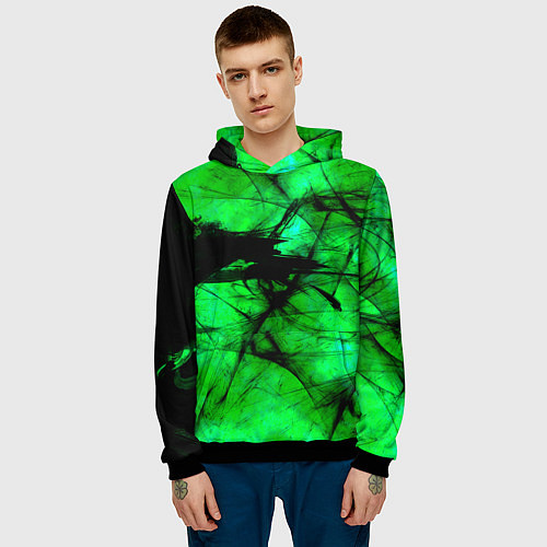 Мужская толстовка Зеленый фантом / 3D-Черный – фото 3