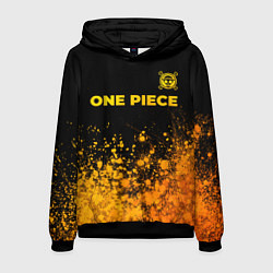 Толстовка-худи мужская One Piece - gold gradient: символ сверху, цвет: 3D-черный