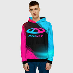 Толстовка-худи мужская Chery - neon gradient, цвет: 3D-черный — фото 2