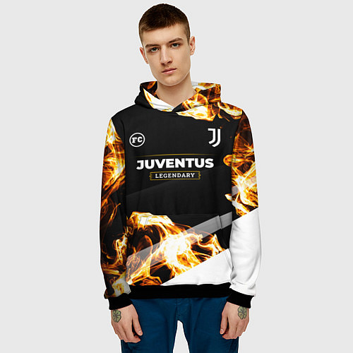 Мужская толстовка Juventus legendary sport fire / 3D-Черный – фото 3