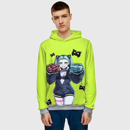 Мужская толстовка Ребекка из аниме Cyberpunk Edgerunners / 3D-Меланж – фото 3