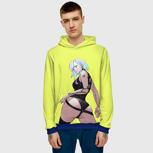 Мужская толстовка Красотка Люси арт / 3D-Синий – фото 3