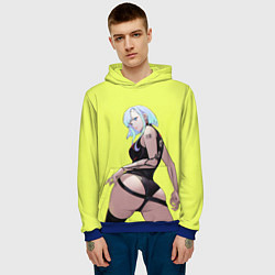 Толстовка-худи мужская Красотка Люси арт, цвет: 3D-синий — фото 2