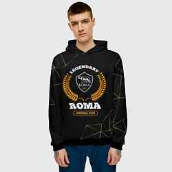 Толстовка-худи мужская Лого Roma и надпись legendary football club на тем, цвет: 3D-черный — фото 2