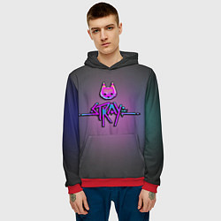 Толстовка-худи мужская Stray logo neon, цвет: 3D-красный — фото 2