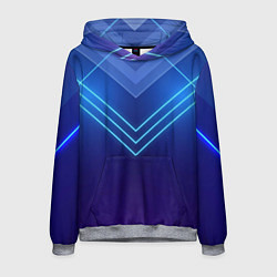 Толстовка-худи мужская Глубокий синий с неоновыми полосами, цвет: 3D-меланж