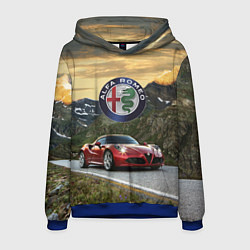 Толстовка-худи мужская Альфа - Ромео на горной дороге, цвет: 3D-синий