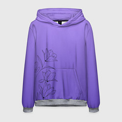 Толстовка-худи мужская Красивый фиолетовый градиент с цветами, цвет: 3D-меланж