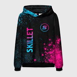 Толстовка-худи мужская Skillet - neon gradient: надпись, символ, цвет: 3D-черный