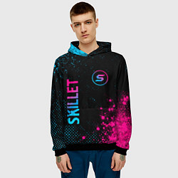 Толстовка-худи мужская Skillet - neon gradient: надпись, символ, цвет: 3D-черный — фото 2