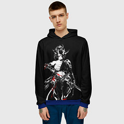 Толстовка-худи мужская Кибер девушка самурай, цвет: 3D-синий — фото 2