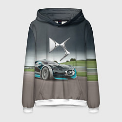 Толстовка-худи мужская Citroen DS Spirit - скоростной режим, цвет: 3D-белый