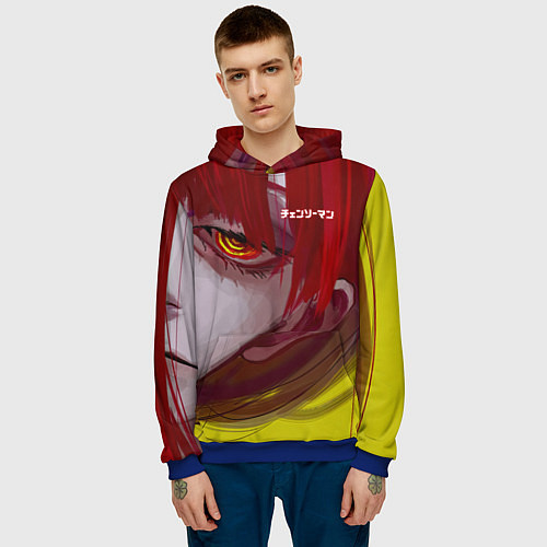 Мужская толстовка Человек-бензопила взгляд Макимы / 3D-Синий – фото 3