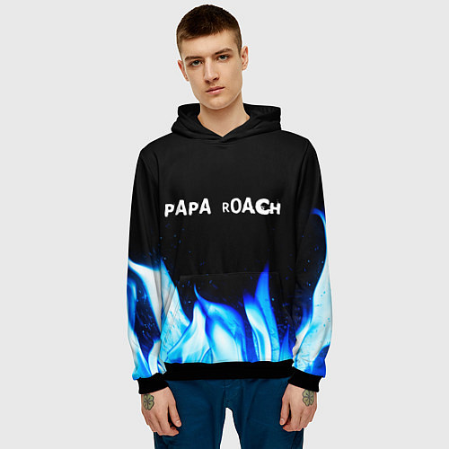 Мужская толстовка Papa Roach blue fire / 3D-Черный – фото 3