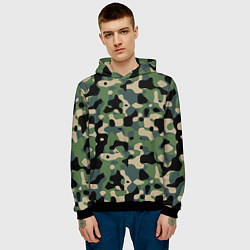 Толстовка-худи мужская Камуфляж WW2 US Summer Verdant, цвет: 3D-черный — фото 2