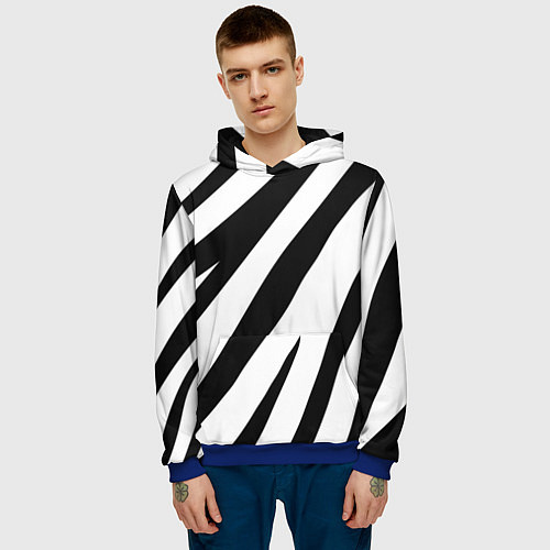 Мужская толстовка Камуфляж зебры / 3D-Синий – фото 3