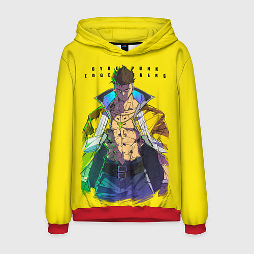 Мужская толстовка Взрослый Дэвид - Киберпанк аниме / 3D-Красный – фото 1