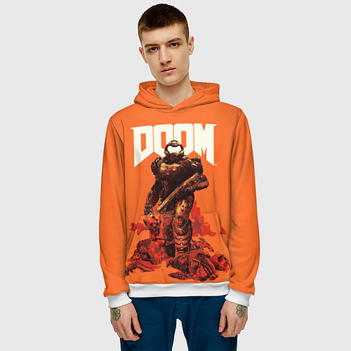 Мужская толстовка DOOM - Doomguy / 3D-Белый – фото 3
