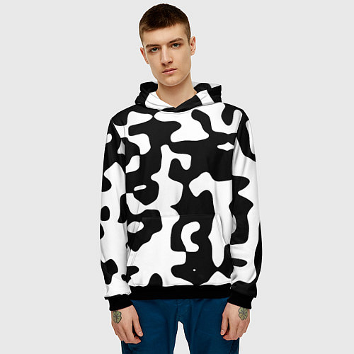 Мужская толстовка Камуфляж Cowskin крупный / 3D-Черный – фото 3