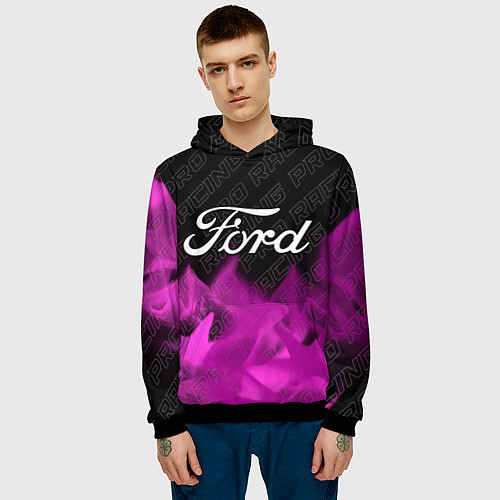 Мужская толстовка Ford pro racing: символ сверху / 3D-Черный – фото 3