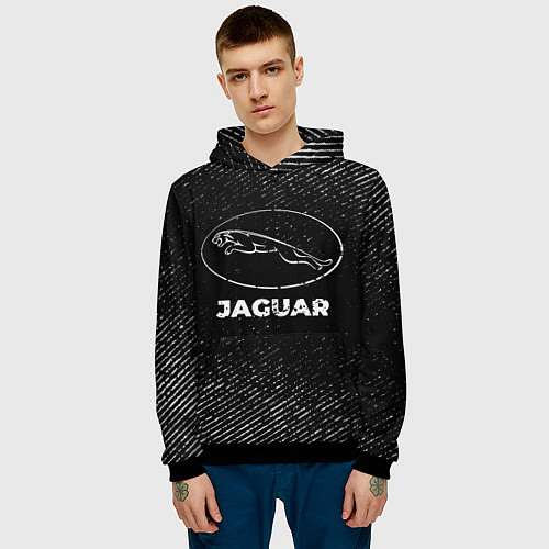 Мужская толстовка Jaguar с потертостями на темном фоне / 3D-Черный – фото 3