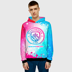 Толстовка-худи мужская Manchester City neon gradient style, цвет: 3D-черный — фото 2