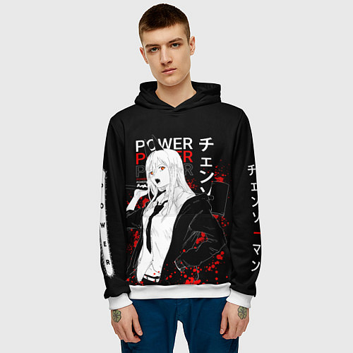 Мужская толстовка Пауэр человек бензопила - Power chainsaw man / 3D-Белый – фото 3