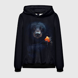 Толстовка-худи мужская Медведь с морковкой, цвет: 3D-черный