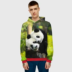 Толстовка-худи мужская Влюблённые панды, цвет: 3D-красный — фото 2