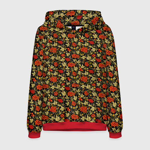 Мужская толстовка Хохлома - красные ягоды / 3D-Красный – фото 1