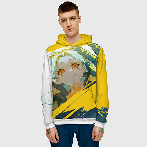 Мужская толстовка Киберпанк: Бегущие по краю Ребекка / 3D-Белый – фото 3