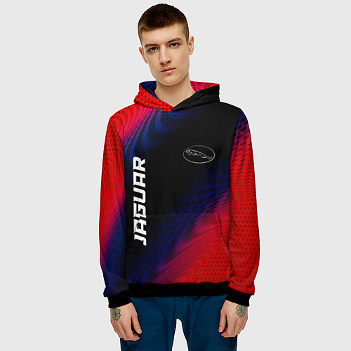 Мужская толстовка Jaguar красный карбон / 3D-Черный – фото 3
