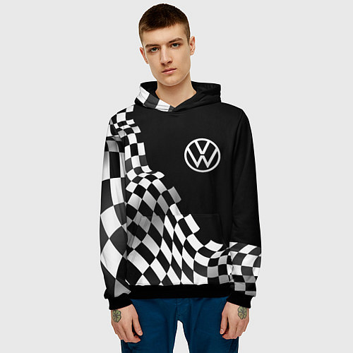 Мужская толстовка Volkswagen racing flag / 3D-Черный – фото 3