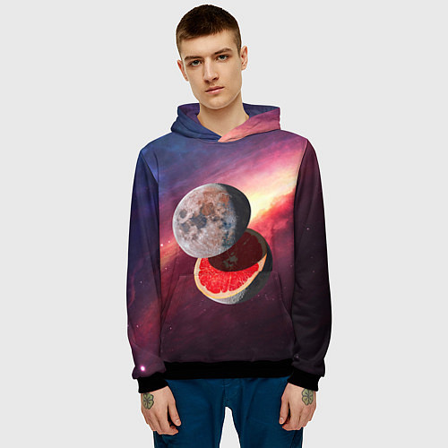 Мужская толстовка Луна-Грейпфрут / 3D-Черный – фото 3