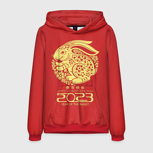 Мужская толстовка 2023 year of the rabbit, happy chinese new year / 3D-Красный – фото 1