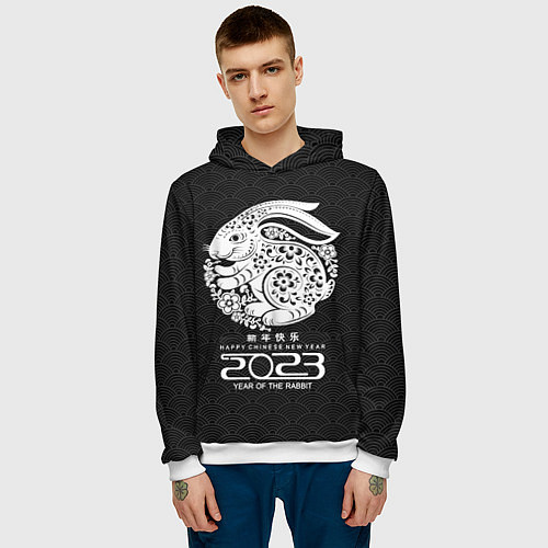 Мужская толстовка Year of the rabbit, year of the rabbit, 2023 / 3D-Белый – фото 3