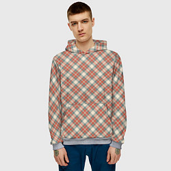 Толстовка-худи мужская Оранжевая клетка, цвет: 3D-меланж — фото 2