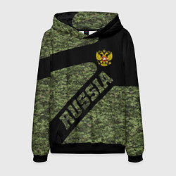 Толстовка-худи мужская Камуфляж - RUSSIA, цвет: 3D-черный