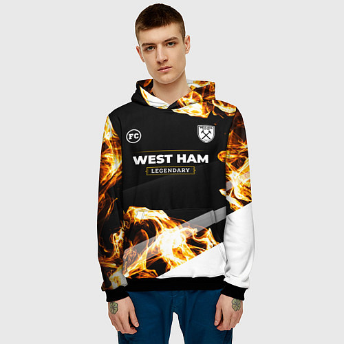 Мужская толстовка West Ham legendary sport fire / 3D-Черный – фото 3