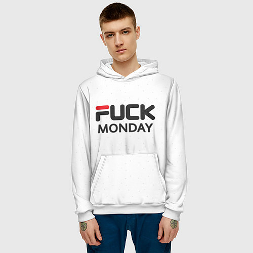 Мужская толстовка Fuck monday: fila, antibrand / 3D-Белый – фото 3