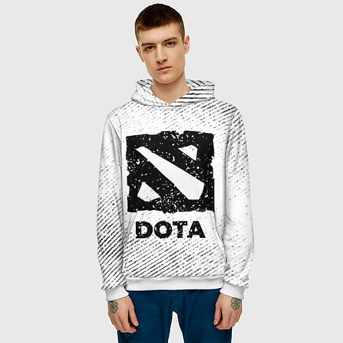 Мужская толстовка Dota с потертостями на светлом фоне / 3D-Белый – фото 3