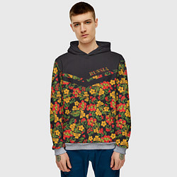 Толстовка-худи мужская Полосатая хохлома, цвет: 3D-меланж — фото 2