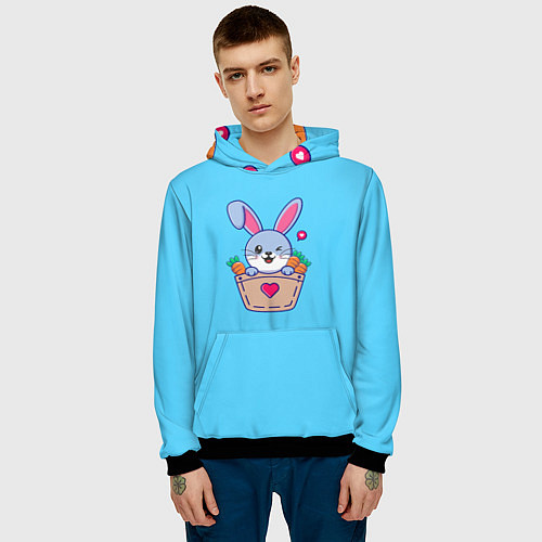 Мужская толстовка Кролик Символ года 2023 / 3D-Черный – фото 3