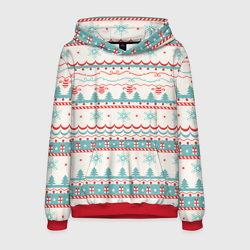 Мужская толстовка Новогодний свитер, но без оленей / 3D-Красный – фото 1