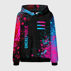 Толстовка-худи мужская OneRepublic - neon gradient: надпись, символ, цвет: 3D-черный