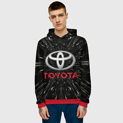 Толстовка-худи мужская Тойота, эмблема, автомобильная тема, цвет: 3D-красный — фото 2