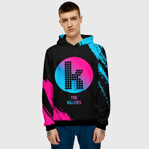 Мужская толстовка The Killers - neon gradient / 3D-Черный – фото 3