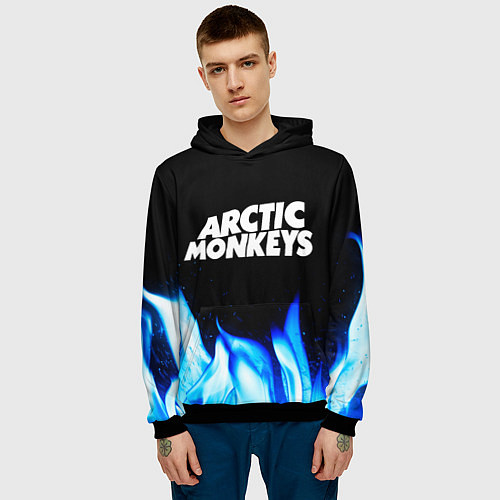 Мужская толстовка Arctic Monkeys blue fire / 3D-Черный – фото 3